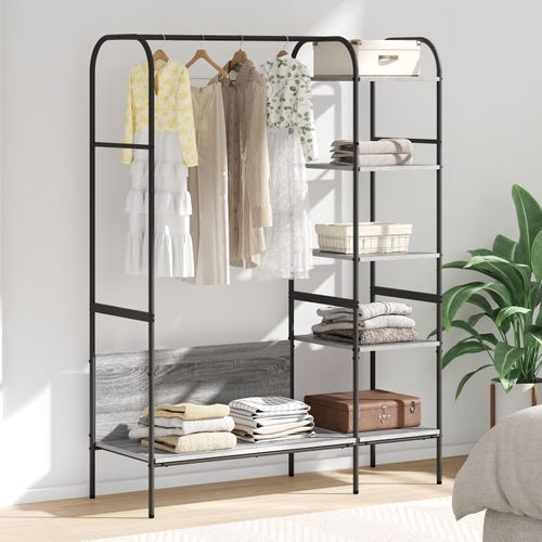 Vidaxl Porte-Vêtements Avec Étagères Gris Sonoma 120x44x160 Cm Bois D'ingénierie