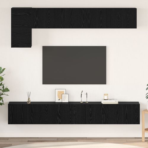 Vidaxl Ensemble Meuble Tv 5 Pcs Chêne Noir 100 X 30 X 30 Cm