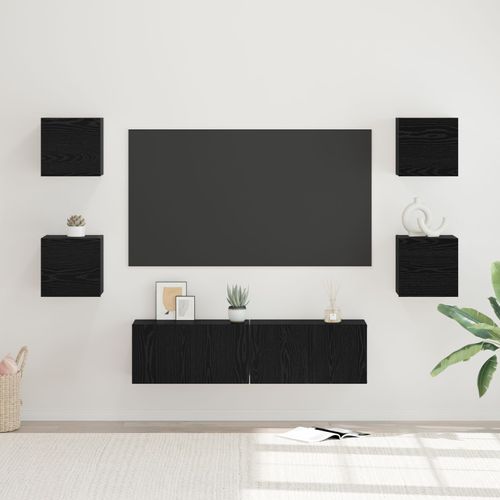Vidaxl Ensemble Meuble Tv 6 Pcs Chêne Noir Moyen 120 X 30 X 30 Cm