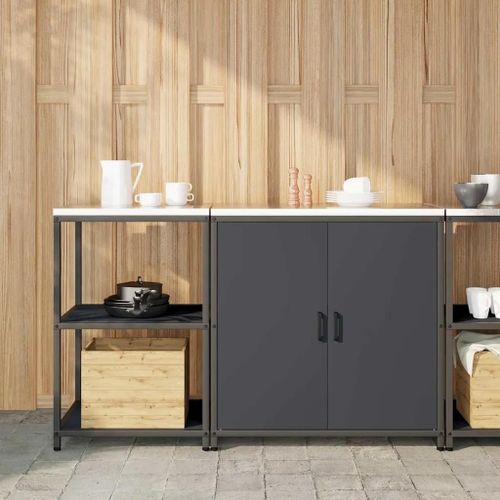 Vidaxl Ensemble De Rangement Cuisine 2 Pcs Anthracite 150 X 50 X 92 Cm