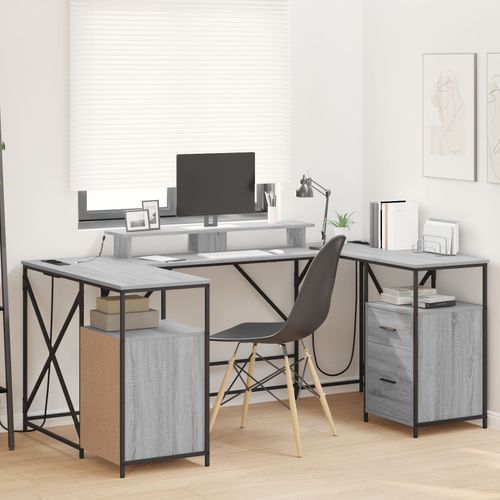 Vidaxl Bureau Gris Sonoma 182 X 101 X 87.5 Cm Bois D'ingénierie