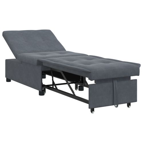 Vidaxl Canapé-Lit 3-En-1 En Velours Gris Foncé