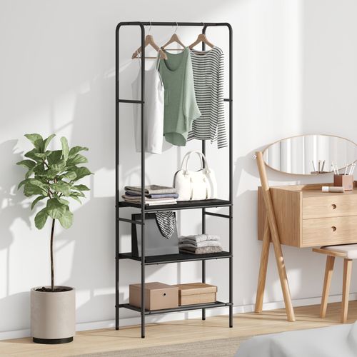 Vidaxl Portant À Vêtements Avec Étagères Chêne Noir 60 X 30 X 171 Cm