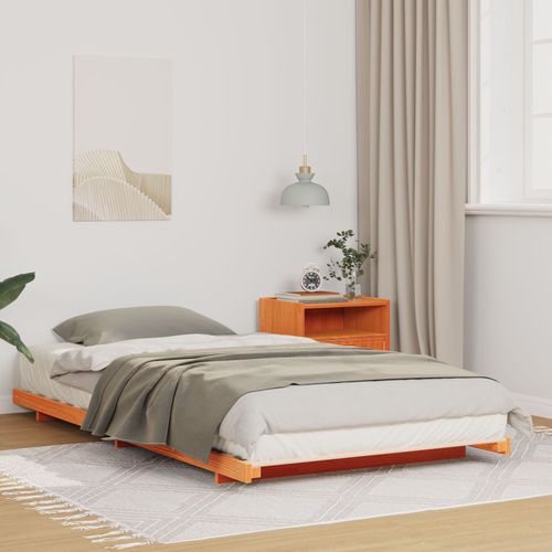 Vidaxl Cadre De Lit Surélevé Marron Cire 100 X 200 Cm