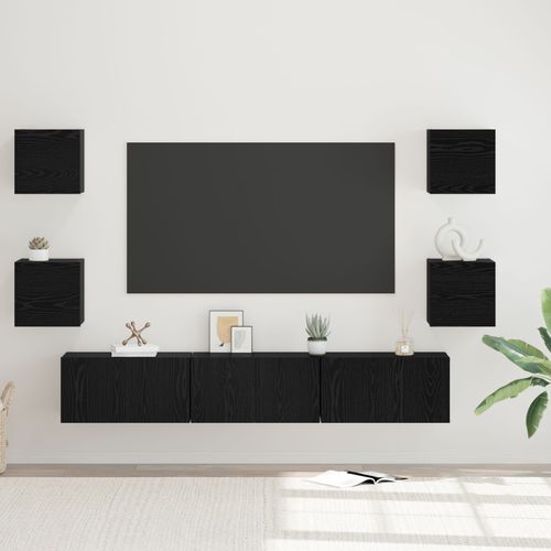 Vidaxl Ensemble Meuble Tv 7 Pcs Chêne Noir Moyen 180 X 30 X 30 Cm