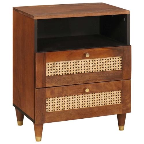 Vidaxl Tables De Chevet Marron Rotin Et Bois De Mangue Massif