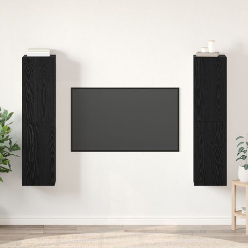 Vidaxl Ensemble Meuble Tv 4 Pcs Chêne Noir 30.5 X 30 X 60 Cm
