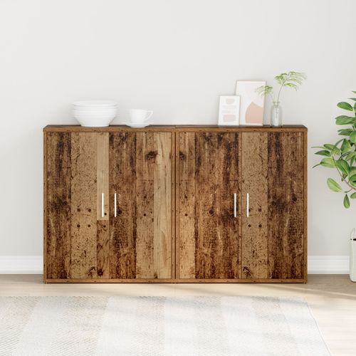 Vidaxl Haut Armoire Avec Étagère Avec Stockage Avec Porte 2 Pcs Bois Ancien 60 X 31 X 70 Cm
