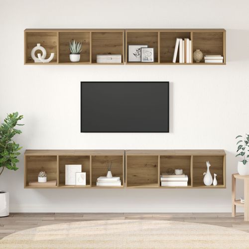 Vidaxl Meuble Tv Mural 4 Pcs Chêne Artisanal 37 X 37 X 107,5 Cm
