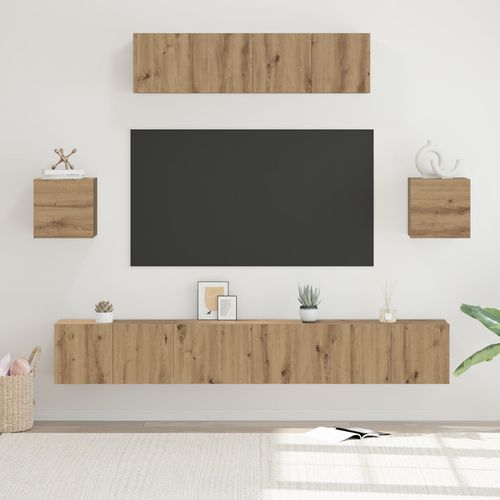 Vidaxl Ensemble De Meuble Tv Autre 7 Pcs Chêne Artisan 80 X 30 X 30 Cm