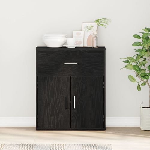 Vidaxl Buffet Avec Tiroir Chêne Noir 60 X 31 X 70 Cm Bois D'ingénierie