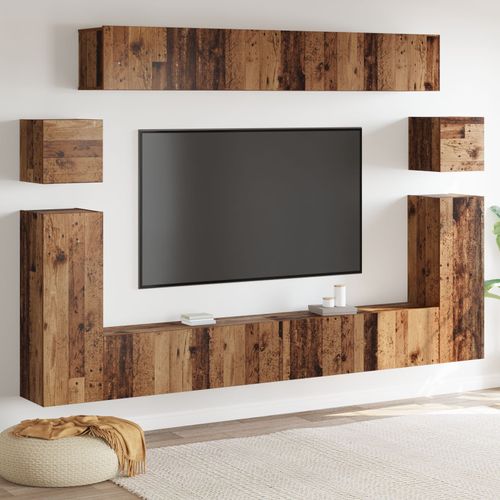 Vidaxl Ensemble Meuble Tv 8 Pcs Bois Ancien Moyen 30.5 X 30 X 30 Cm