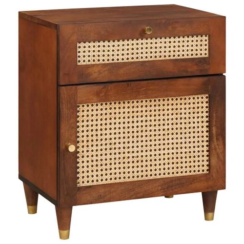 Vidaxl Tables De Chevet Marron Rotin Et Bois De Mangue Massif