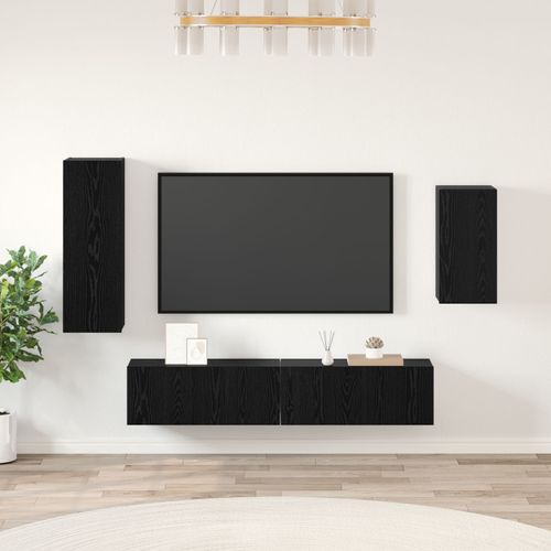 Vidaxl Ensemble De Meuble Tv 4 Pcs Chêne Noir 30,5 X 30 X 90 Cm