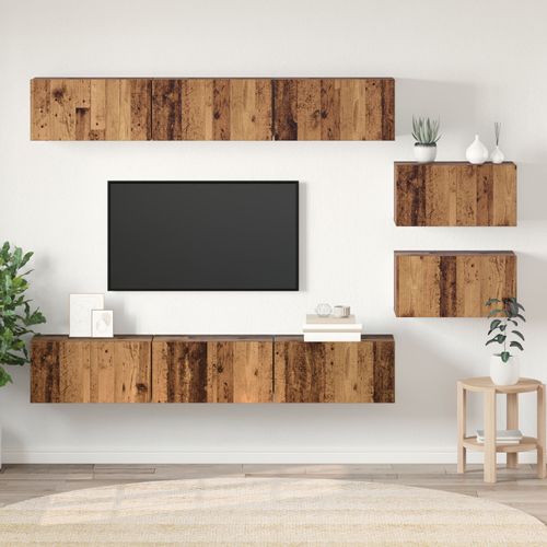 Vidaxl Meuble Tv Avec Stockage Avec Porte 8 Pcs Bois Ancien 60 X 30 X 30.5 Cm