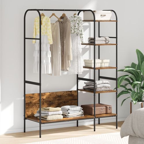 Vidaxl Porte-Vêtements Avec Étagères Chêne Fumé 120x44x160 Cm Bois D'ingénierie