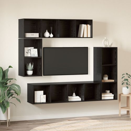 Vidaxl Ensemble Meuble Tv 4 Pcs Chêne Noir Bois D'ingénierie