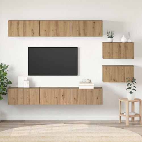 Vidaxl Meuble Tv Avec Stockage Avec Porte 8 Pcs Chêne Artisan 60 X 30 X 30.5 Cm