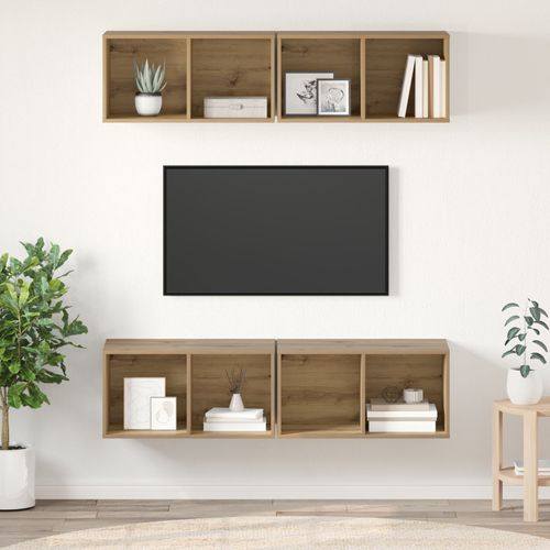 Vidaxl Meuble Tv Mural 4 Pcs Chêne Artisanal 37 X 37 X 72 Cm