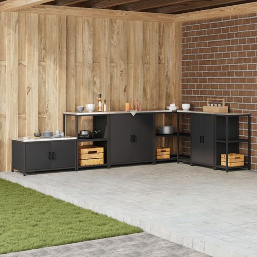 Vidaxl Meuble De Rangement De Cuisine Noir 60 X 50 X 92 Cm Acier