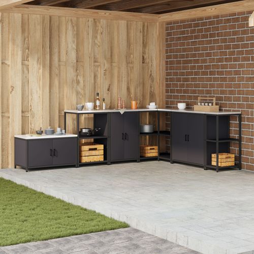 Vidaxl Meuble De Rangement De Cuisine Noir 60 X 50 X 92 Cm Acier