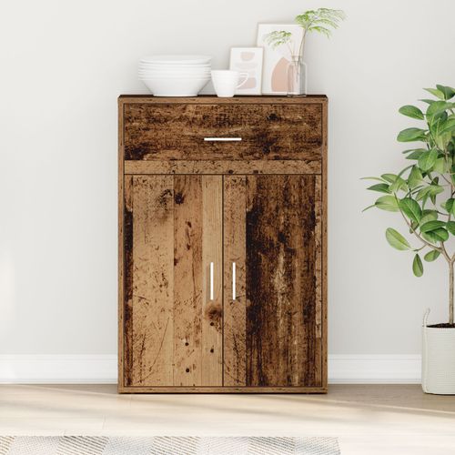 Vidaxl Buffet Avec Tiroir Vieux Bois 79 X 38 X 80 Cm Bois D'ingénierie