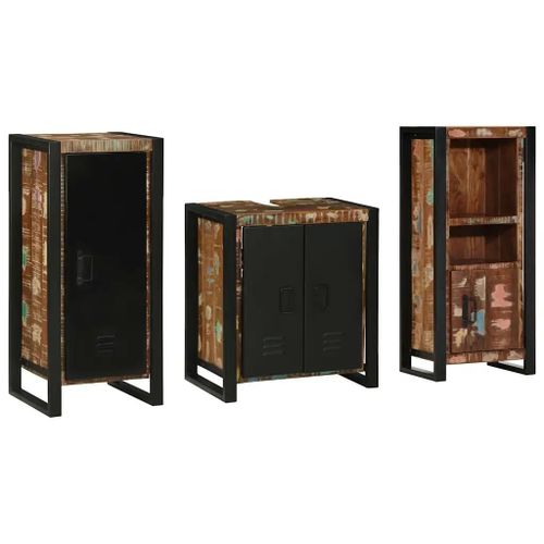 Vidaxl Ensemble De Mobilier De Salle De Bain Avec Étagère Avec Stockage Avec Porte 3 Pcs