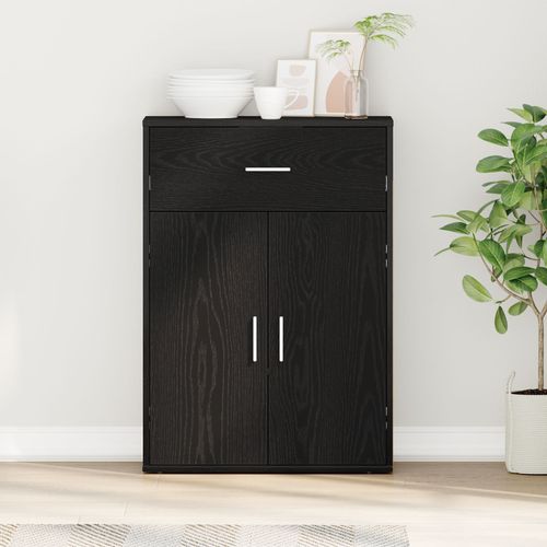 Vidaxl Buffet Avec Tiroir Chêne Noir 79 X 38 X 80 Cm Bois D'ingénierie