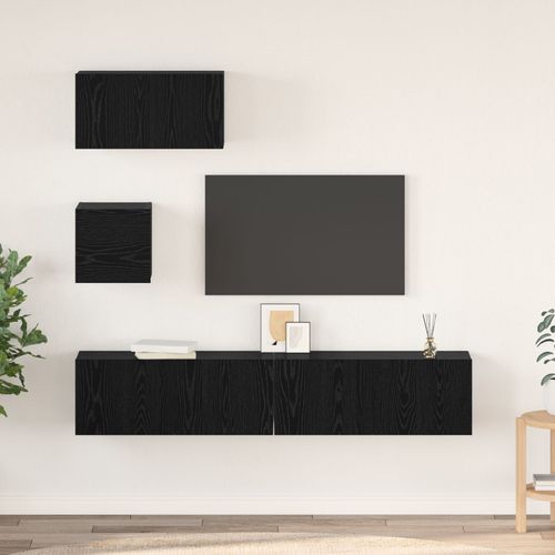 Vidaxl Ensemble De Meuble Tv Autre 4 Pcs Chêne Noir 80 X 30 X 30 Cm