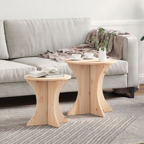 Vidaxl Table Basse 2 Pcs Naturel 46 X 46 X 47 Cm Bois De Pin Massif