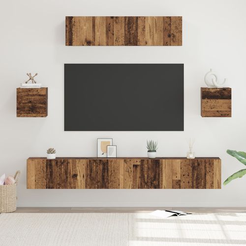 Vidaxl Ensemble De Meuble Tv Autre 7 Pcs Bois Ancien 80 X 30 X 30 Cm