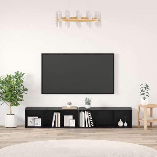 Vidaxl Ensemble Meuble Tv 2 Pcs Chêne Noir 37 X 35 X 107 Cm