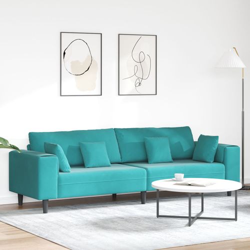 Vidaxl Canapé En Velours Avec Coussin Avec Oreiller Turquoise 208 Cm Velours