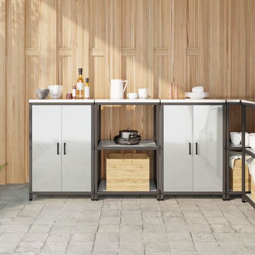 Vidaxl Ensemble De Rangement Cuisine 3 Pcs Argent 180 X 50 X 92 Cm
