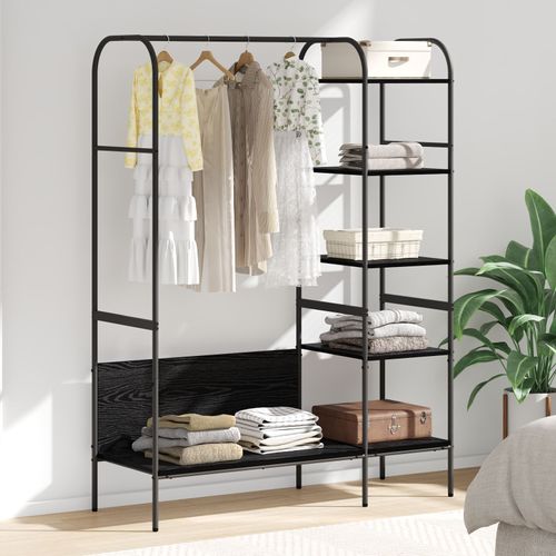 Vidaxl Porte-Vêtements Avec Étagères Chêne Noir 120x44x160 Cm Bois D'ingénierie