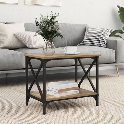 Vidaxl Table D'appoint Avec Étagère Avec Stockage Chêne Artisanal 55 X 38 X 45 Cm