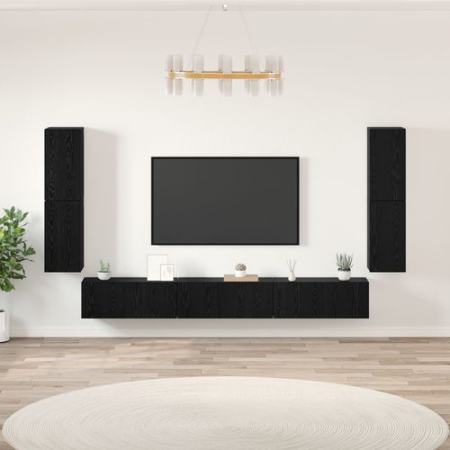 Vidaxl Ensemble Meuble Tv 5 Pcs Chêne Noir Bois D'ingénierie