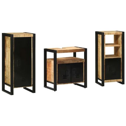 Vidaxl Ensemble De Mobilier De Salle De Bain Avec Étagère Avec Stockage Avec Porte 3 Pcs