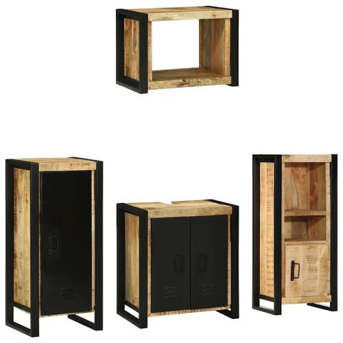 Vidaxl Ensemble De Mobilier De Salle De Bain Avec Étagère Avec Stockage Avec Porte 4 Pcs