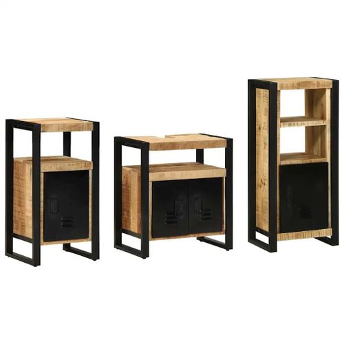 Vidaxl Ensemble De Mobilier De Salle De Bain Avec Étagère Avec Stockage Avec Porte 3 Pcs