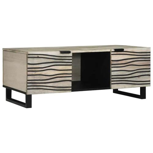 Vidaxl Table Basse Avec Étagère Avec Stockage Avec Porte Blanc, Noir 100 X 50 X 40 Cm