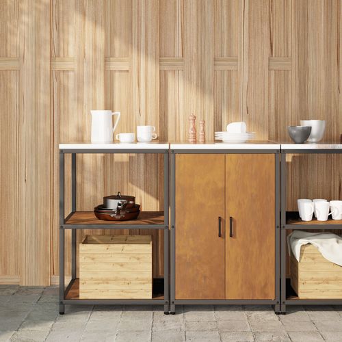 Vidaxl Ensemble De Rangement Cuisine 2 Pcs Rouillé 120 X 50 X 92 Cm