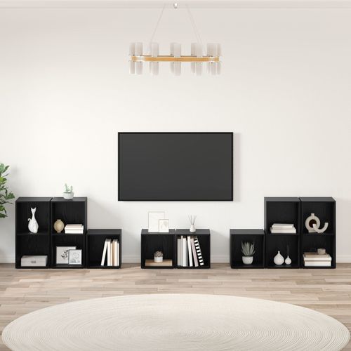Vidaxl Ensemble De Meubles Tv 8 Pcs Chêne Noir Bois D'ingénierie