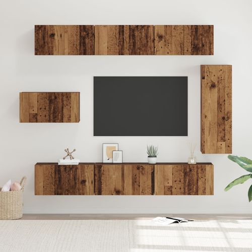 Vidaxl Ensemble De Meubles Tv 8 Pcs Bois Ancien 30,5 X 30 X 90 Cm