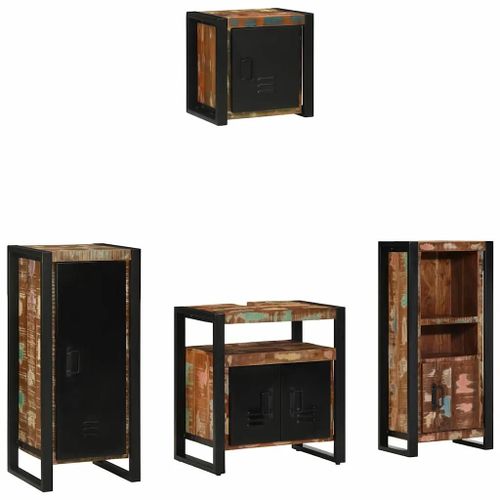 Vidaxl Ensemble De Mobilier De Salle De Bain Avec Étagère Avec Stockage Avec Porte 4 Pcs