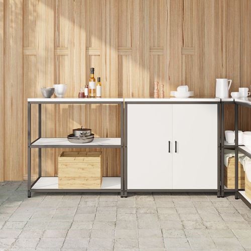Vidaxl Ensemble De Rangement Cuisine 2 Pcs Blanc 150 X 50 X 92 Cm