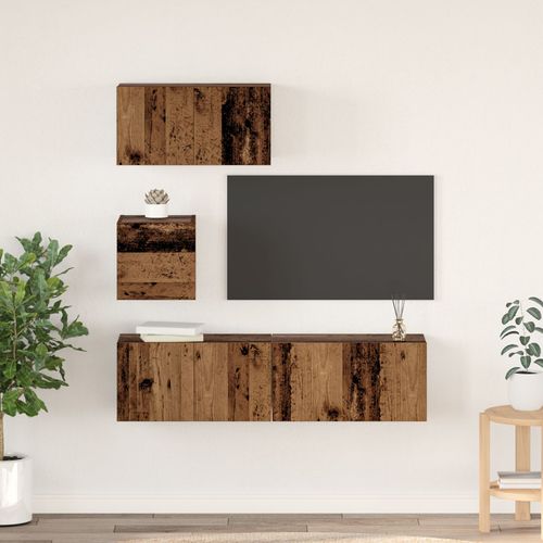 Vidaxl Ensemble De Meuble Tv Autre 4 Pcs Bois Ancien 60 X 30 X 30 Cm