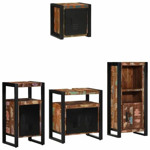 Vidaxl Ensemble De Mobilier De Salle De Bain Avec Étagère Avec Stockage Avec Porte 4 Pcs