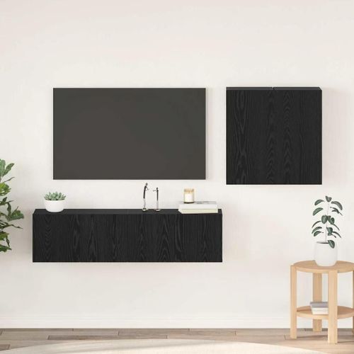 Vidaxl Ensemble De Meuble Tv 4 Pcs Chêne Noir 120 X 30 X 30 Cm