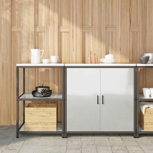 Vidaxl Ensemble De Rangement Cuisine 2 Pcs Argent 150 X 50 X 92 Cm